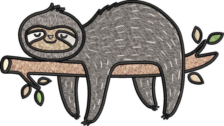 Sloth embroidery design free