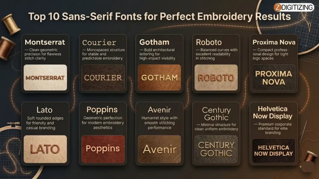 Meilleures polices de broderie sans empattement (épurées et modernes)