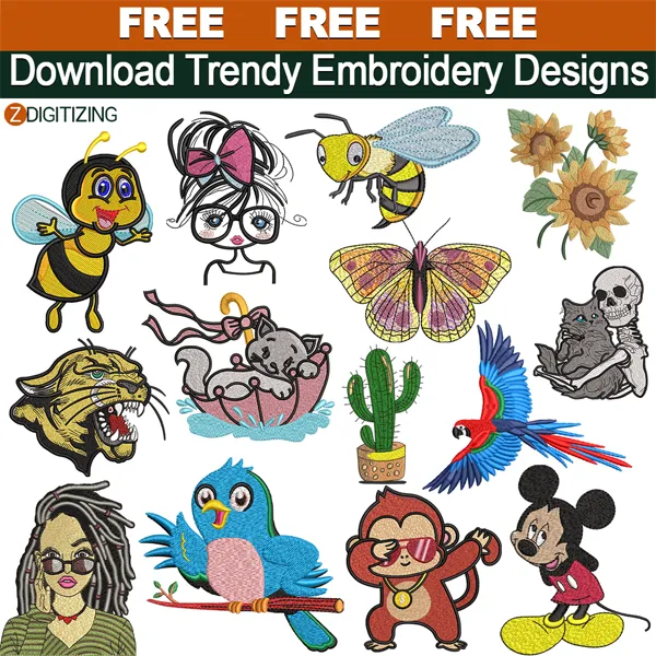 Free Trendy Embroidery Design Bundle - LP 2
