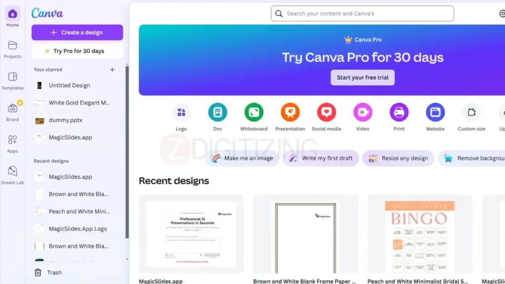 Diseño vectorial basado en la nube de Canva con plantillas