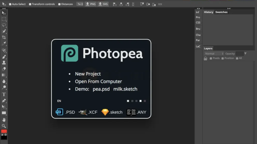 Photopea: Herramienta web similar a Photoshop con funciones vectoriales