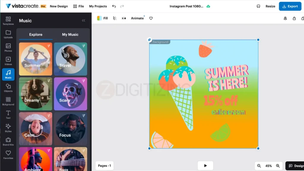 VistaCrear diseños vectoriales de arrastrar y soltar con plantillas