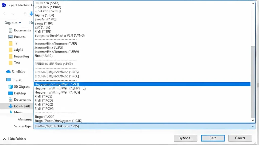 Save the Digital Embroidery File