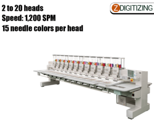 Specifications Of TMCR-VF Series Multi Head Embroidery Machine