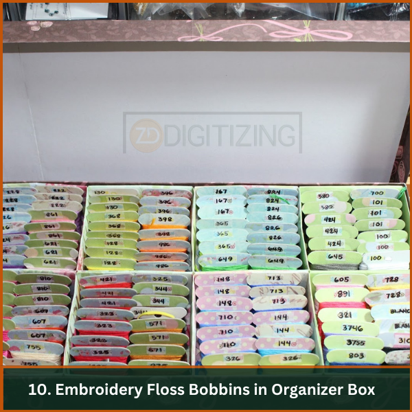 Embroidery Floss Bobbins in Organizer Box