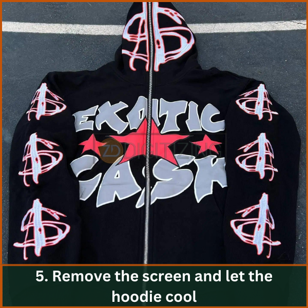 Remove the screen and let the hoodie cool