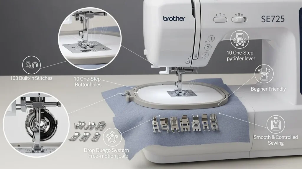 Sewing Features of the Brother SE725 Embroidery Machine