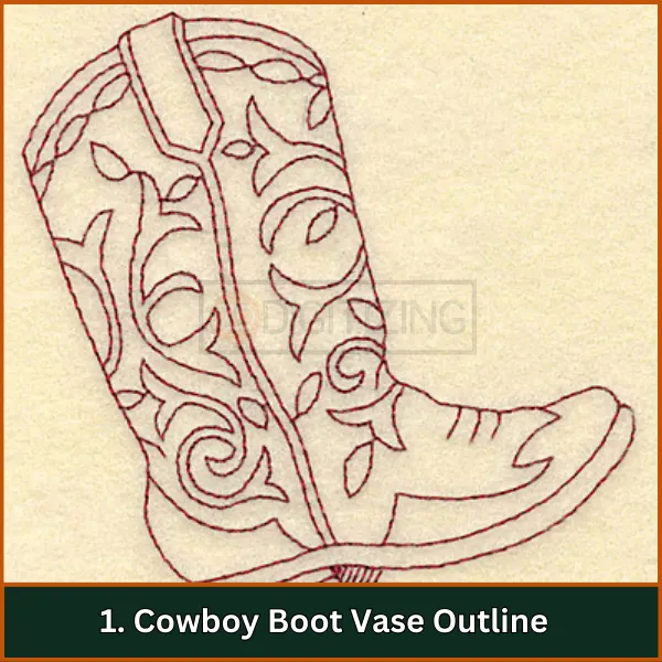 Cowboy Boot Vase Outline