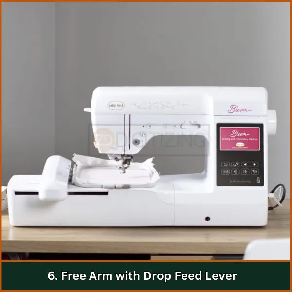 Free Arm with Drop Feed Lever