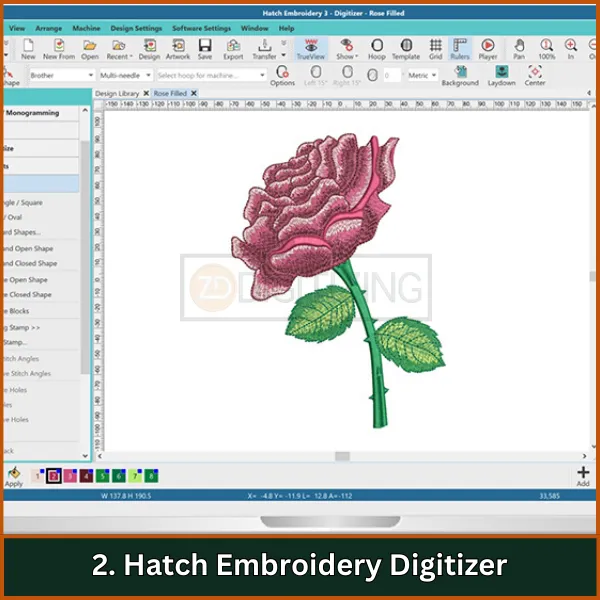 Hatch Embroidery Digitizer