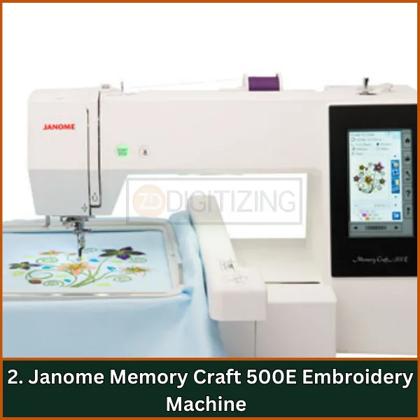 Janome Memory Craft 500E Embroidery Machine with Customized Embroidery