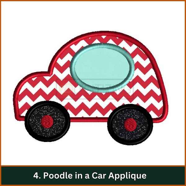 Poodle in a Car Applique