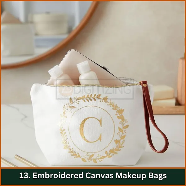 Embroidered Canvas Makeup Bags