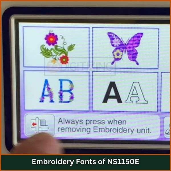 Embroidery Fonts of NS1150E