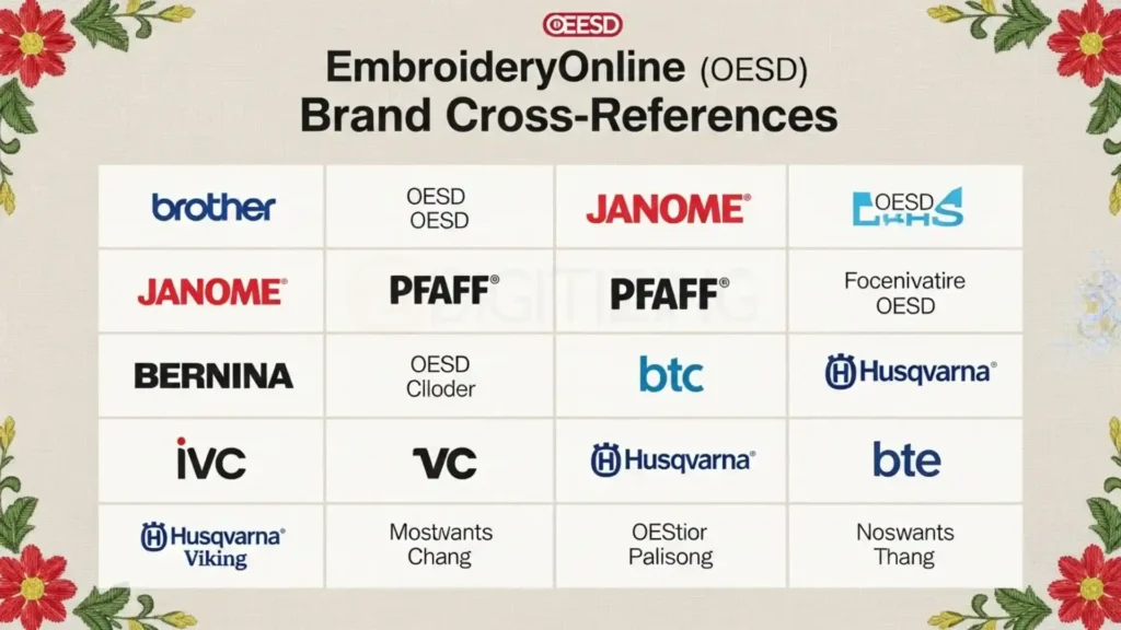 EmbroideryOnline (OESD) Brand Cross-References