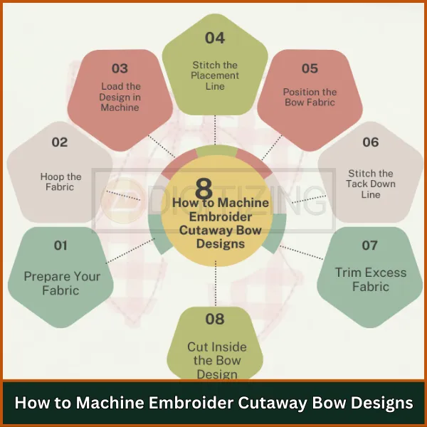 How to Machine Embroider Cutaway Bow Designs