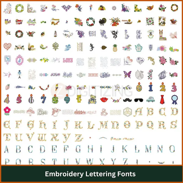 Embroidery Lettering Fonts