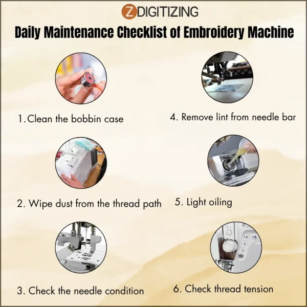 Daily Maintenance Checklist of Embroidery Machine