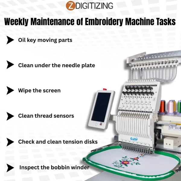 Weekly Maintenance of Embroidery Machine Tasks