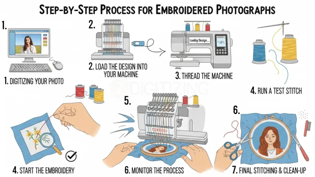 Step-by-Step Process for Embroidered Photographs