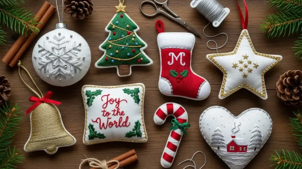 Embroidered Tree Ornaments