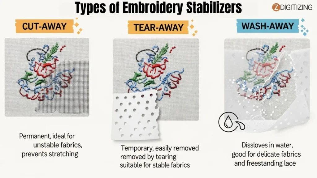 Arten von Stickvliesen