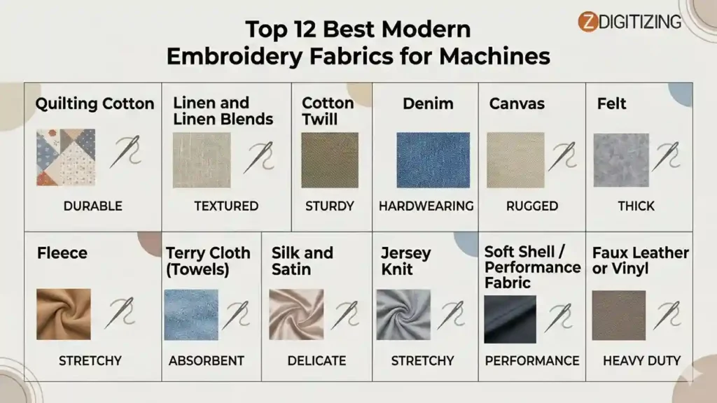 Top 12 Best Modern Embroidery Fabrics for Machines