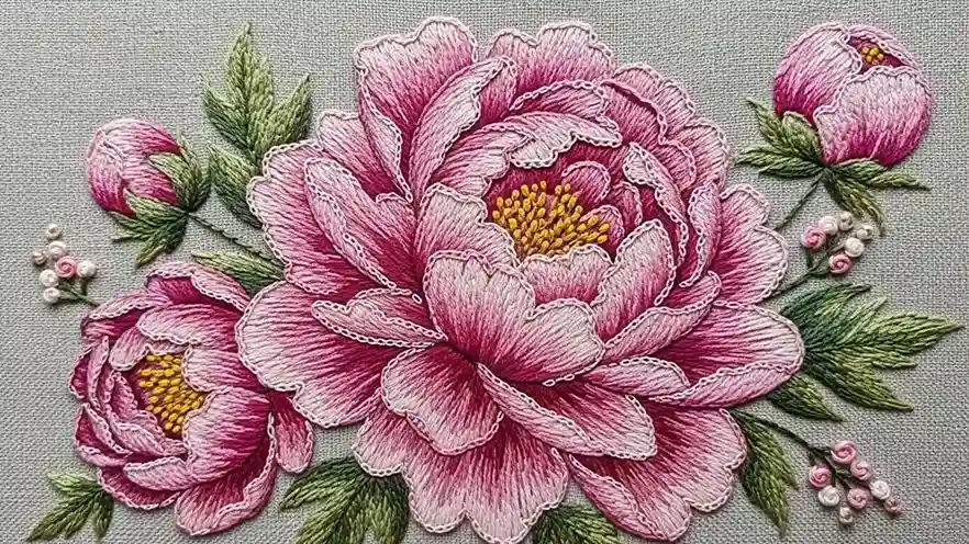 Chain Stitch Flower Embroidery for Textured Petals