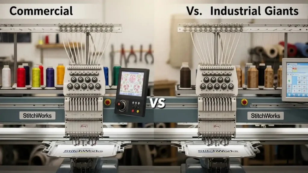 Commercial vs. Industrial Giants embroidery machine