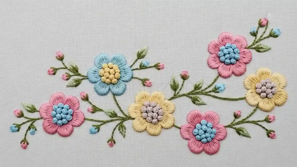 French Knot Flower Centers and Tiny Buds