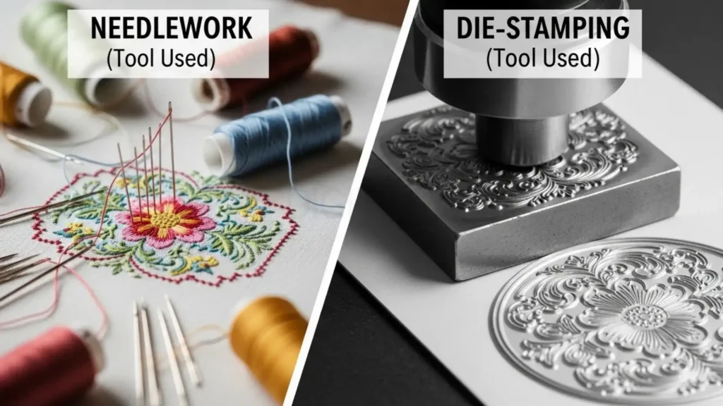 Needlework vs. Die-Stamping (Tool Used)