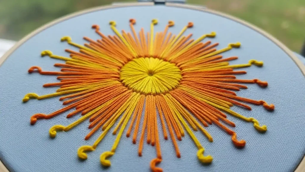 Straight Stitch Flower The Fastest Sunray Blossom