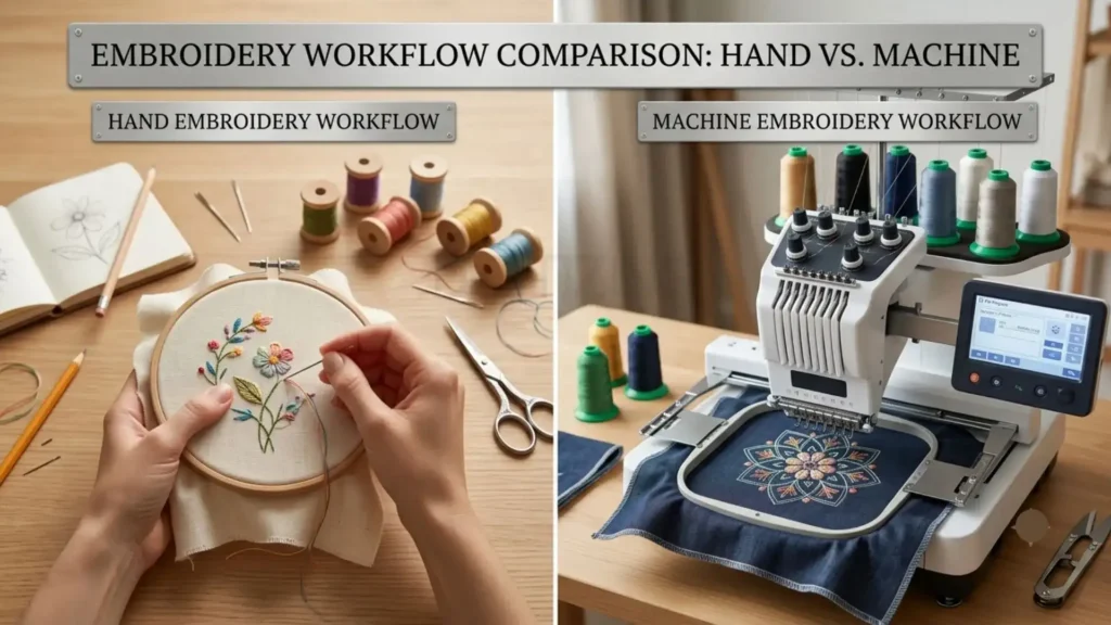 Hand Embroidery vs. Machine Embroidery Pattern Transfer