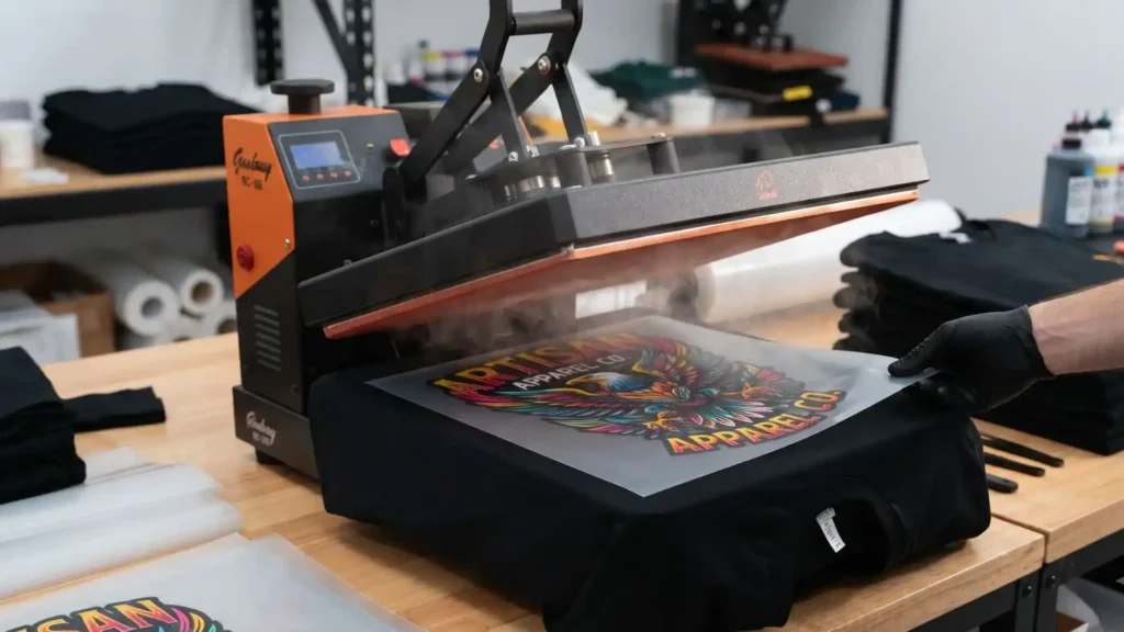 Heat Pressing the DTF Printer for Shirts Workflow