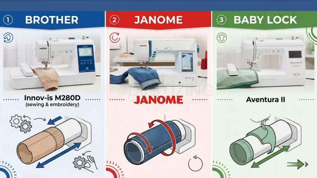 Brother, Janome, and Baby Lock Free-Arm Models