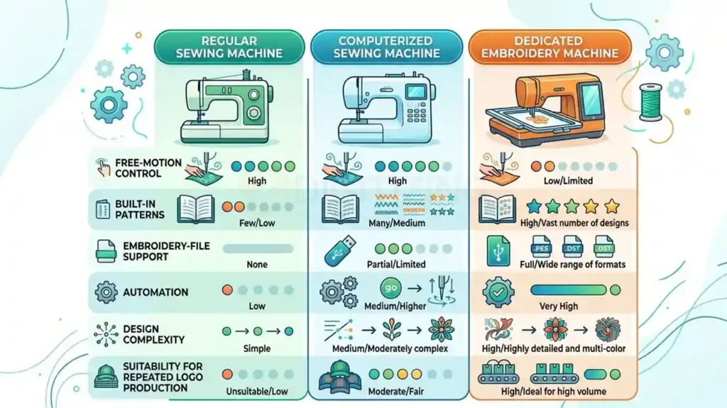 Regular Sewing Machine vs Computerized Sewing Machine vs Embroidery Machine